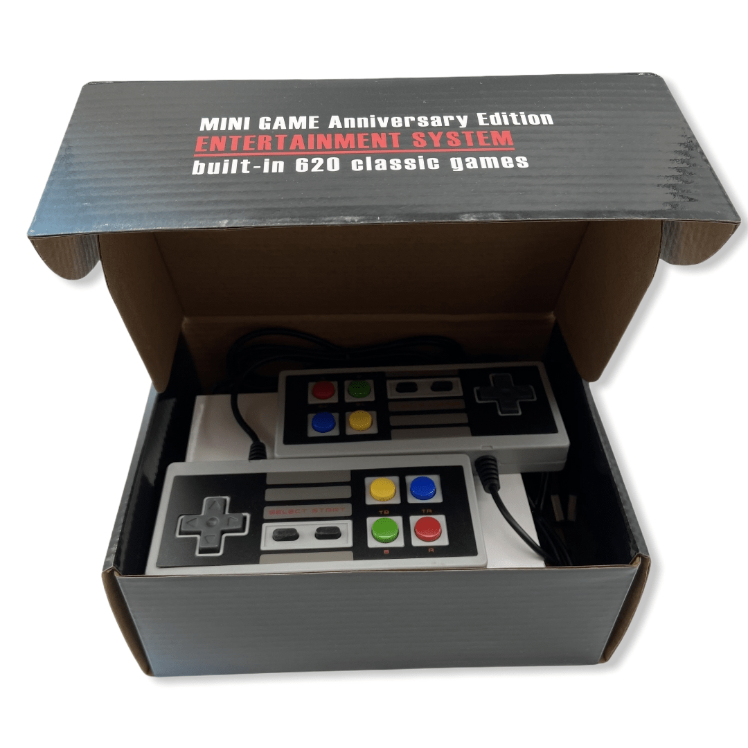 Consola Retro 620 juegos - caja abierta con contenido