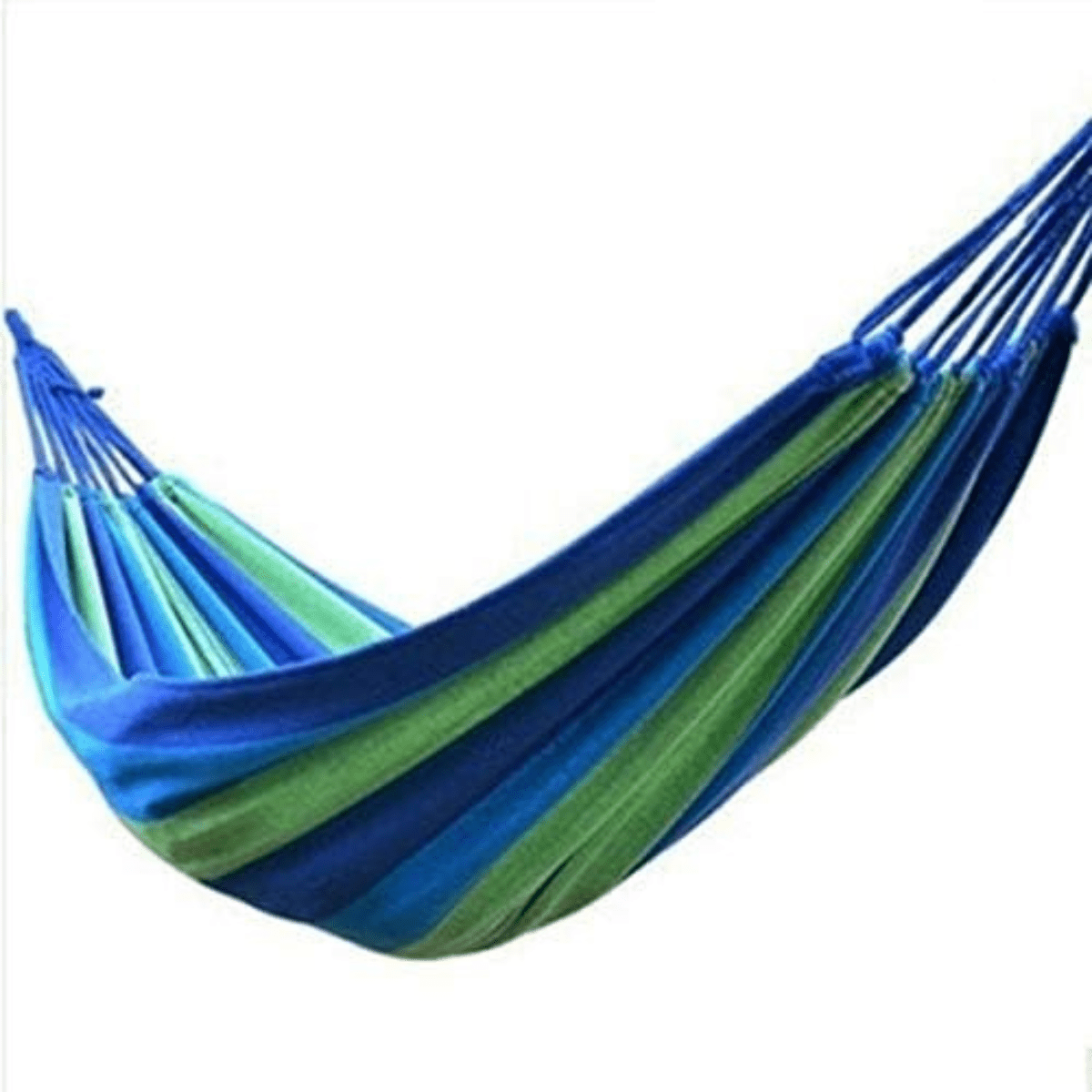 Hamaca de algodón a rayas azules y verdes
