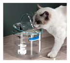 Bebedero transparente para mascotas con gato bebiendo agua