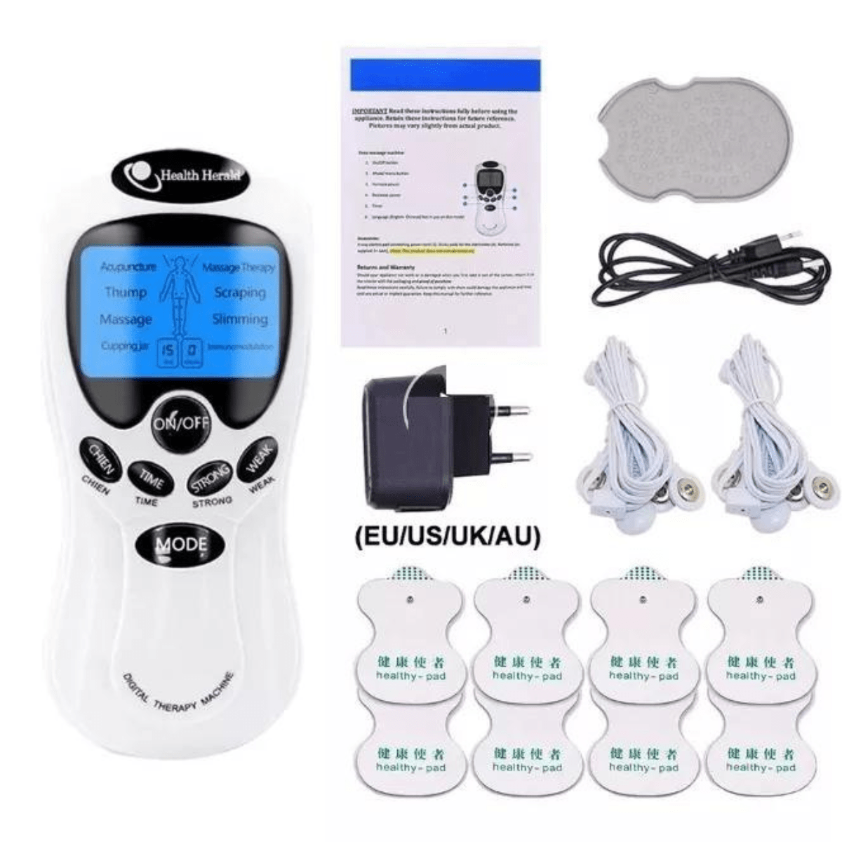 Masajeador Digital Electro Estimulador - contenido del paquete