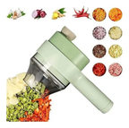 Picadora de verduras eléctrica multifuncional verde con ingredientes cortados